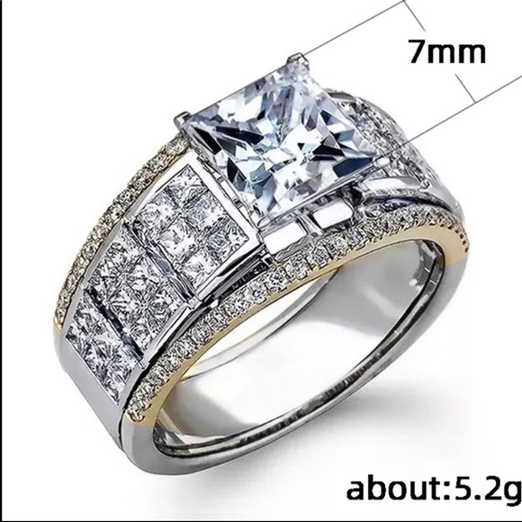 New 925 Silver Two Tone Diamond Beautiful Ring - Picture 3 of 3